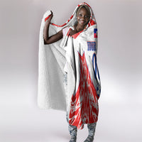 Custom Haiti Football Champions Hooded Blanket Haitian Soccer Fan - Tanbou Drums Tropical Flowers