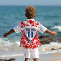 Custom Haiti Football Champions Kid Hawaiian Shirt Haitian Soccer Fan - Tanbou Drums Tropical Flowers