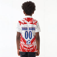 Custom Haiti Football Champions Kid Polo Shirt Haitian Soccer Fan - Tanbou Drums Tropical Flowers