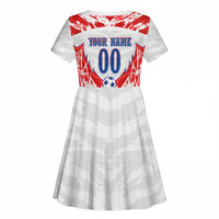 Custom Haiti Football Champions Kid Short Sleeve Dress Haitian Soccer Fan - Tanbou Drums Tropical Flowers