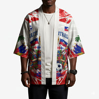 Custom Haiti Football Champions Kimono Haitian Soccer Fan - Tanbou Drums Tropical Flowers