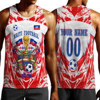 Custom Haiti Football Champions Men Tank Top Haitian Soccer Fan - Tanbou Drums Tropical Flowers