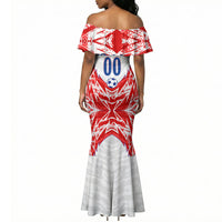 Custom Haiti Football Champions Mermaid Dress Haitian Soccer Fan - Tanbou Drums Tropical Flowers
