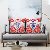Custom Haiti Football Champions Pillow Cover Haitian Soccer Fan - Tanbou Drums Tropical Flowers