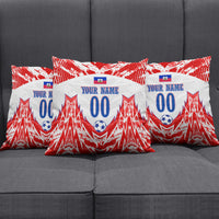 Custom Haiti Football Champions Pillow Cover Haitian Soccer Fan - Tanbou Drums Tropical Flowers