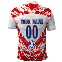 Custom Haiti Football Champions Polo Shirt Haitian Soccer Fan - Tanbou Drums Tropical Flowers