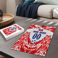 Custom Haiti Football Champions Puzzle Haitian Soccer Fan - Tanbou Drums Tropical Flowers
