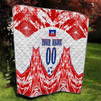 Custom Haiti Football Champions Quilt Haitian Soccer Fan - Tanbou Drums Tropical Flowers
