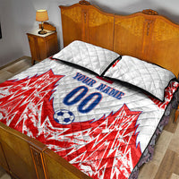 Custom Haiti Football Champions Quilt Bed Set Haitian Soccer Fan - Tanbou Drums Tropical Flowers