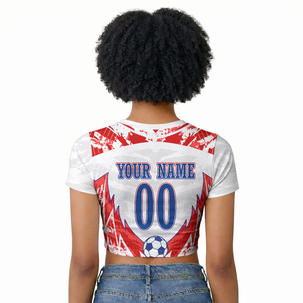 Custom Haiti Football Champions Raglan Cropped T shirt Haitian Soccer Fan - Tanbou Drums Tropical Flowers