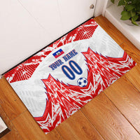 Custom Haiti Football Champions Rubber Doormat Haitian Soccer Fan - Tanbou Drums Tropical Flowers