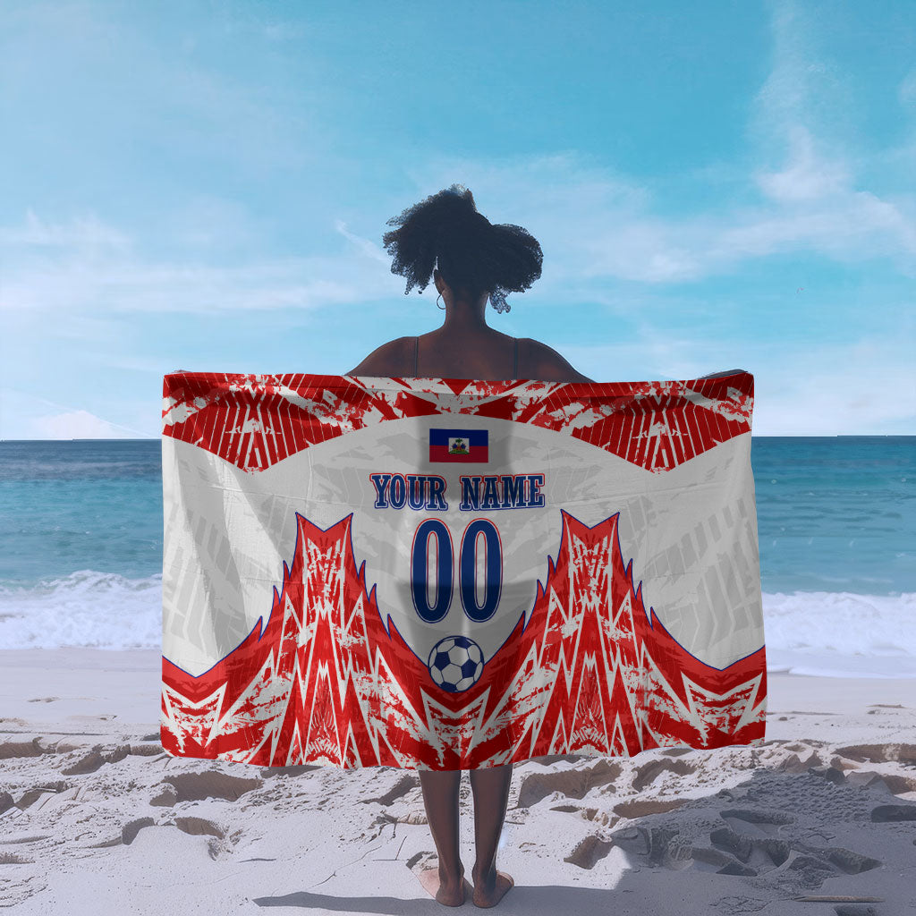 Custom Haiti Football Champions Sarong Haitian Soccer Fan - Tanbou Drums Tropical Flowers