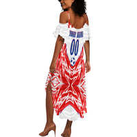 Custom Haiti Football Champions Summer Maxi Dress Haitian Soccer Fan - Tanbou Drums Tropical Flowers