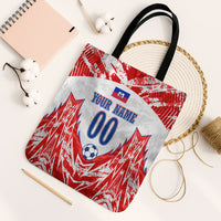 Custom Haiti Football Champions Tote Bag Haitian Soccer Fan - Tanbou Drums Tropical Flowers