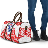 Custom Haiti Football Champions Travel Bag Haitian Soccer Fan - Tanbou Drums Tropical Flowers