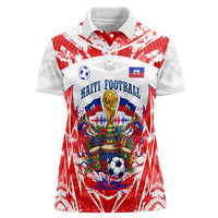 Custom Haiti Football Champions Women Polo Shirt Haitian Soccer Fan - Tanbou Drums Tropical Flowers