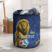 Personalized Sweden Football Lion Laundry Basket Electric Lightning Mascot