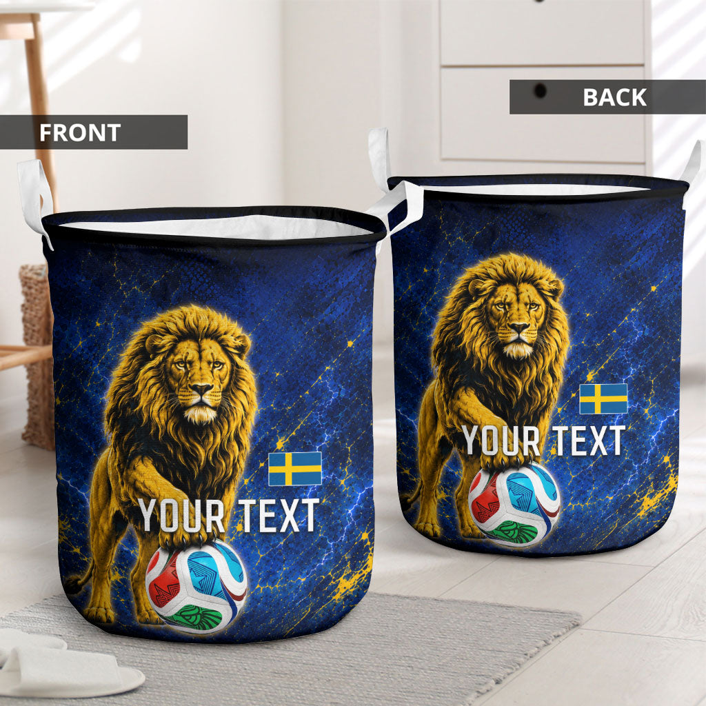 Personalized Sweden Football Lion Laundry Basket Electric Lightning Mascot