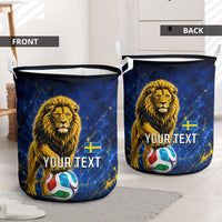 Personalized Sweden Football Lion Laundry Basket Electric Lightning Mascot