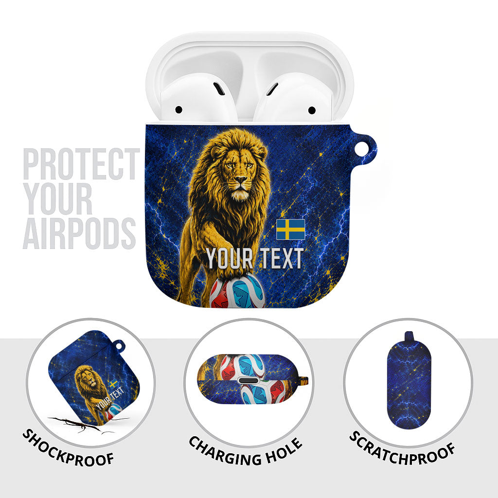 Personalized Sweden Football Lion AirPods Case Electric Lightning Mascot