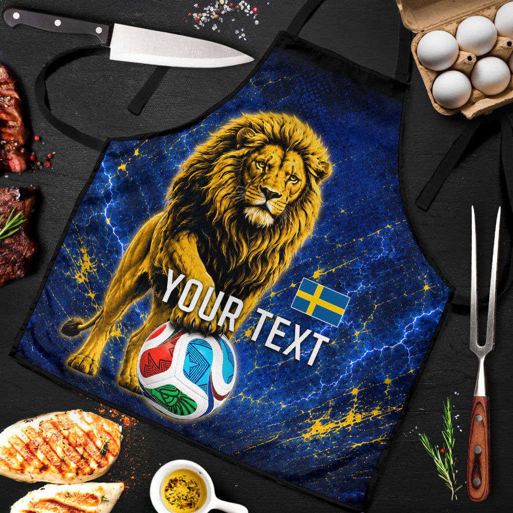 Personalized Sweden Football Lion Apron Electric Lightning Mascot