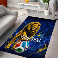 Personalized Sweden Football Lion Area Rug Electric Lightning Mascot