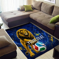 Personalized Sweden Football Lion Area Rug Electric Lightning Mascot