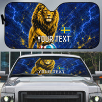 Personalized Sweden Football Lion Auto Sun Shade Electric Lightning Mascot