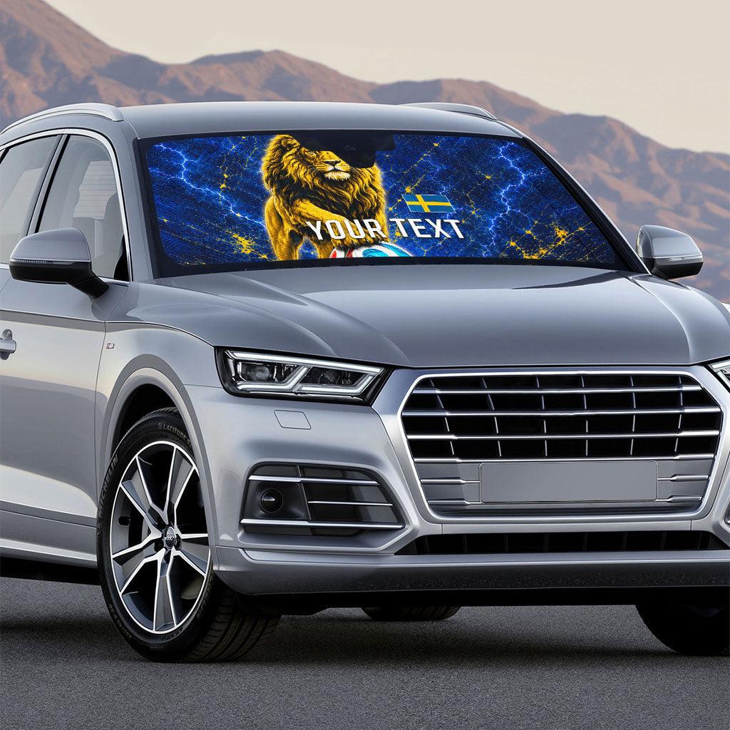 Personalized Sweden Football Lion Auto Sun Shade Electric Lightning Mascot