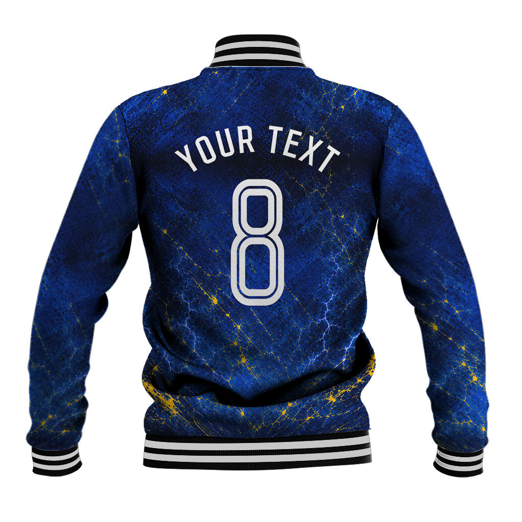 Personalized Sweden Football Lion Baseball Jacket Electric Lightning Mascot
