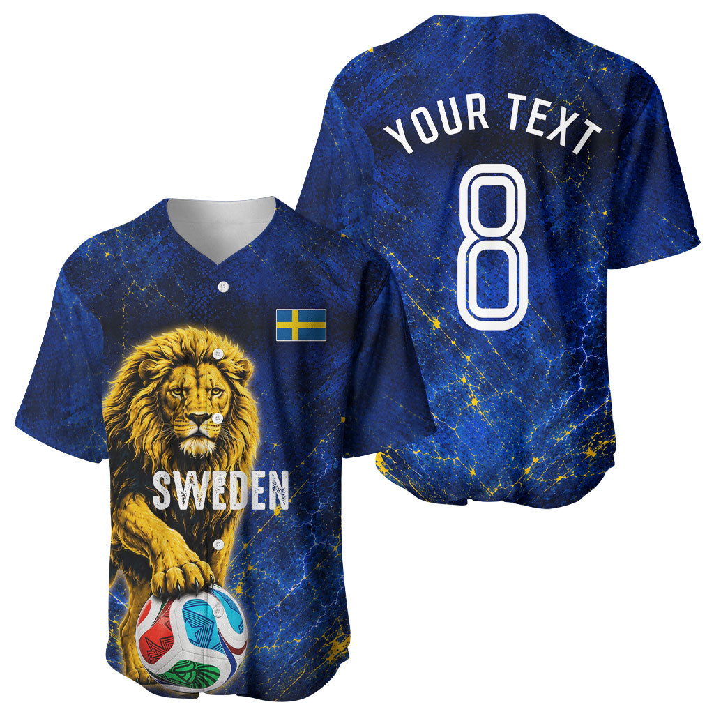 Personalized Sweden Football Lion Baseball Jersey Electric Lightning Mascot