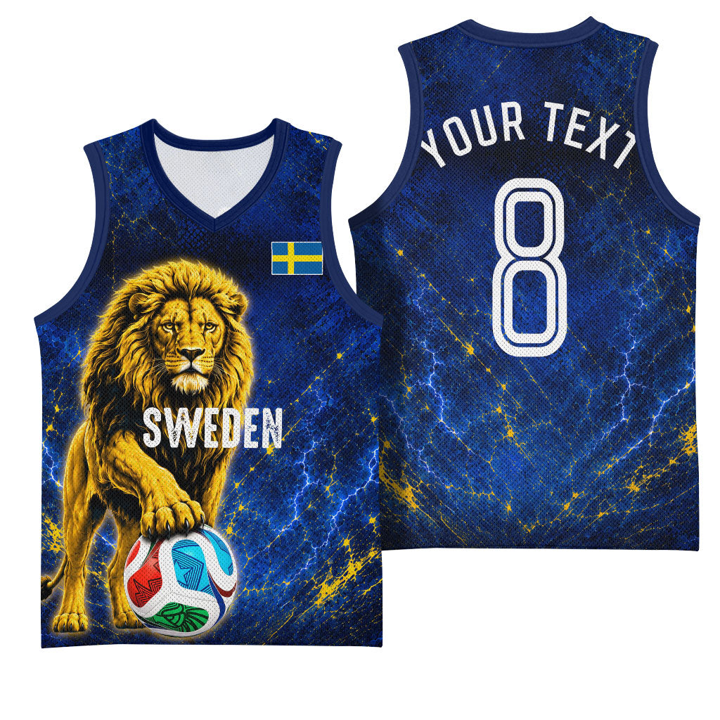 Personalized Sweden Football Lion Basketball Jersey Electric Lightning Mascot