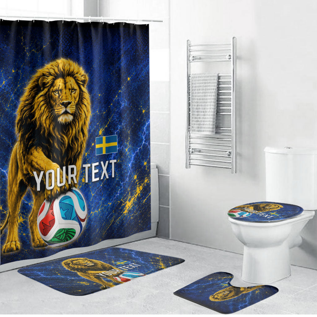 Personalized Sweden Football Lion Bathroom Set Electric Lightning Mascot