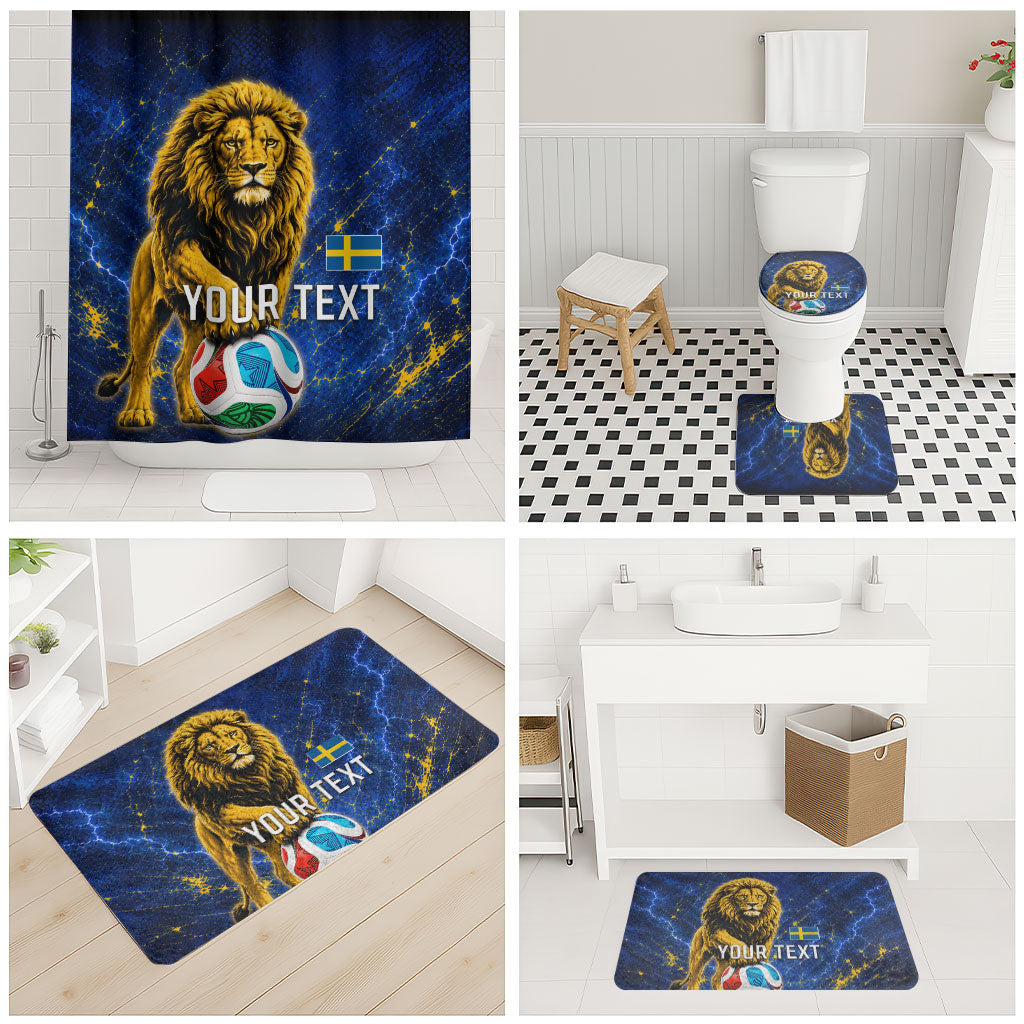 Personalized Sweden Football Lion Bathroom Set Electric Lightning Mascot