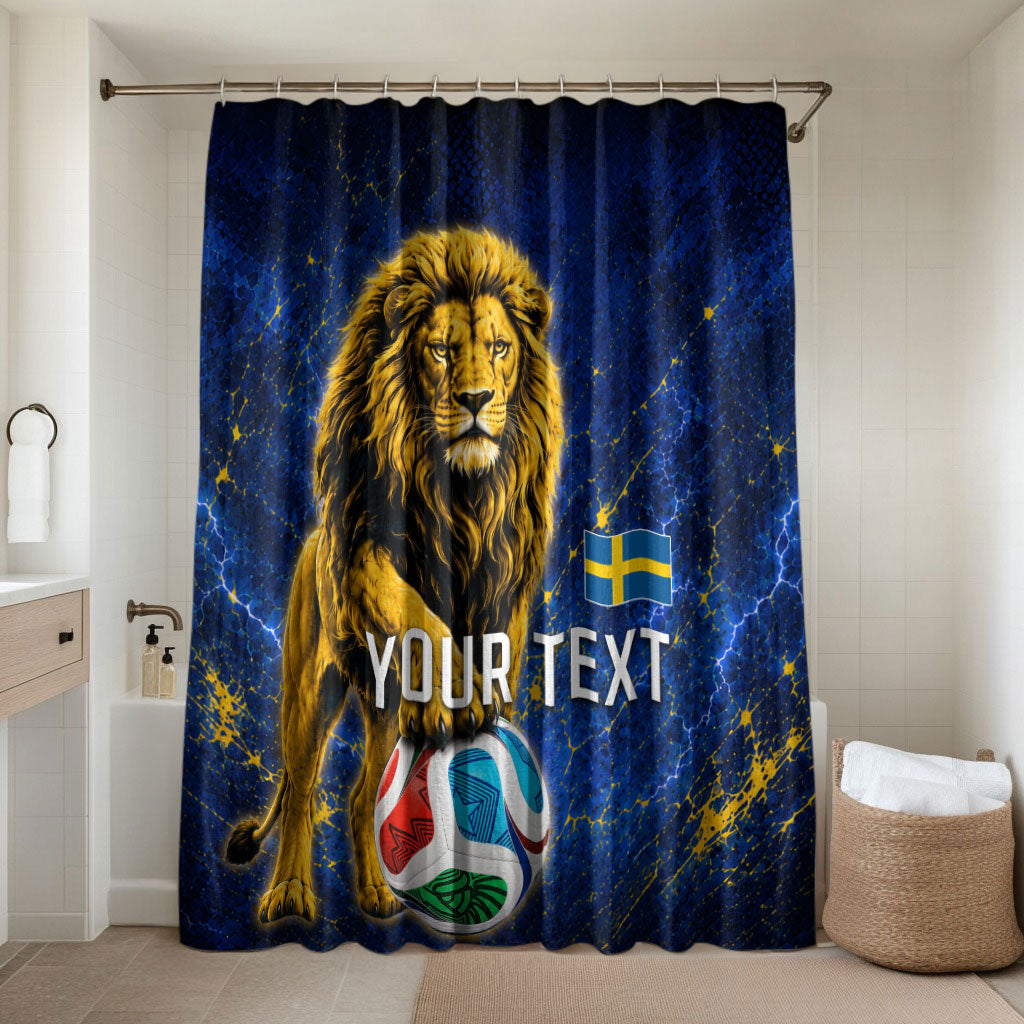 Personalized Sweden Football Lion Bathroom Set Electric Lightning Mascot