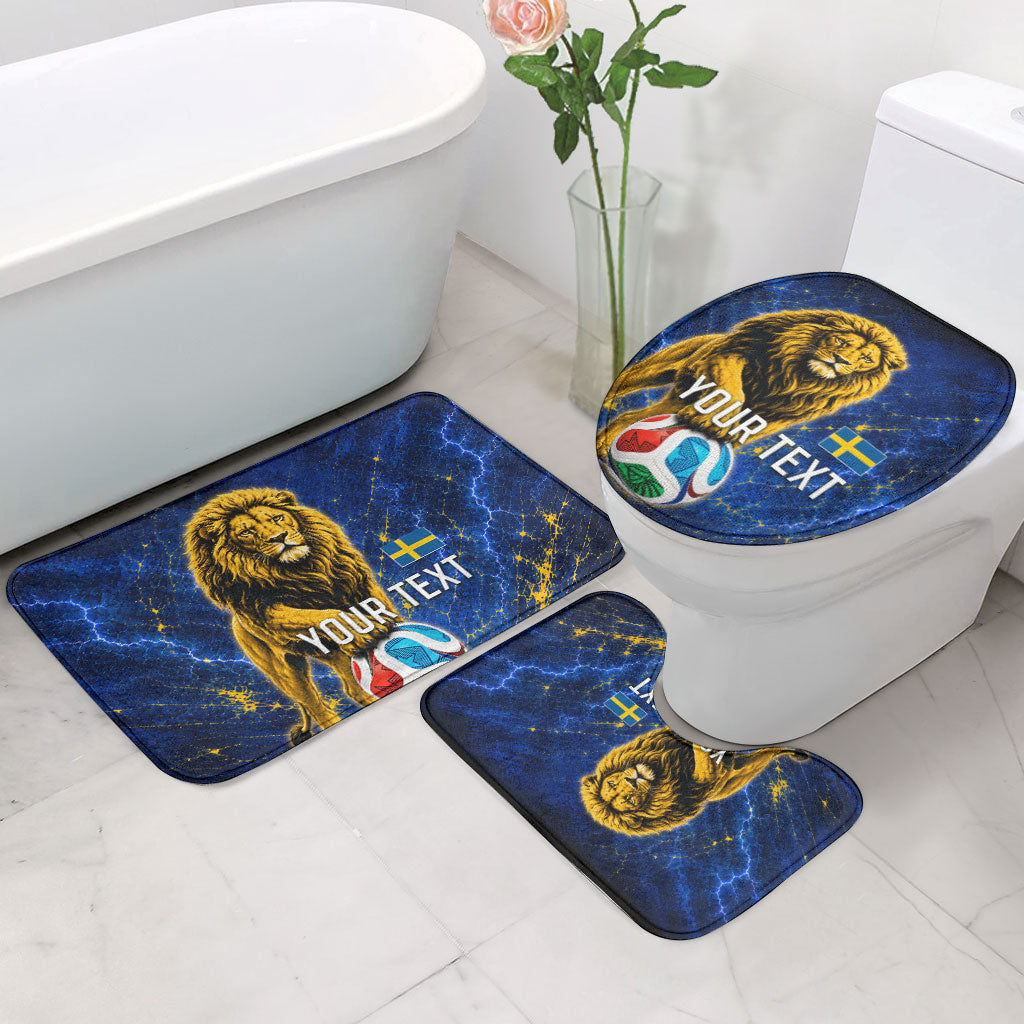 Personalized Sweden Football Lion Bathroom Set Electric Lightning Mascot
