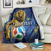 Personalized Sweden Football Lion Blanket Electric Lightning Mascot