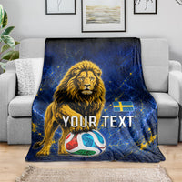 Personalized Sweden Football Lion Blanket Electric Lightning Mascot