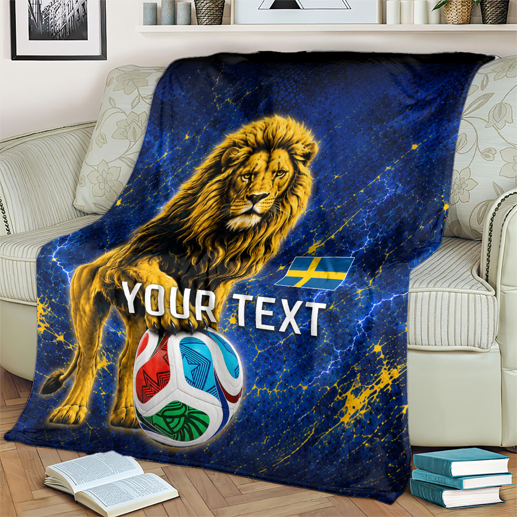 Personalized Sweden Football Lion Blanket Electric Lightning Mascot