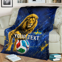 Personalized Sweden Football Lion Blanket Electric Lightning Mascot