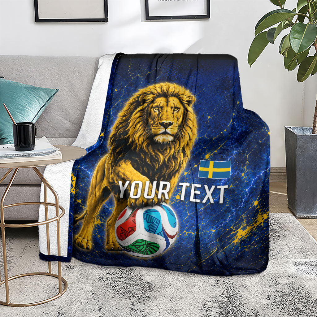 Personalized Sweden Football Lion Blanket Electric Lightning Mascot