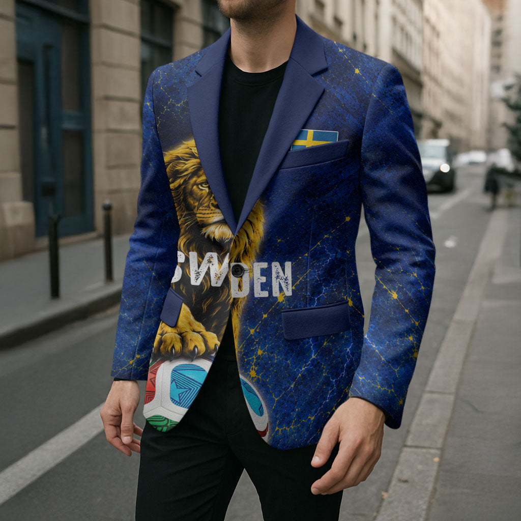 Personalized Sweden Football Lion Blazer Electric Lightning Mascot