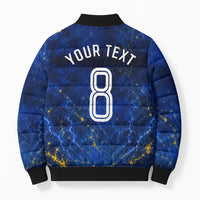 Personalized Sweden Football Lion Bomber Puffer Jacket Electric Lightning Mascot