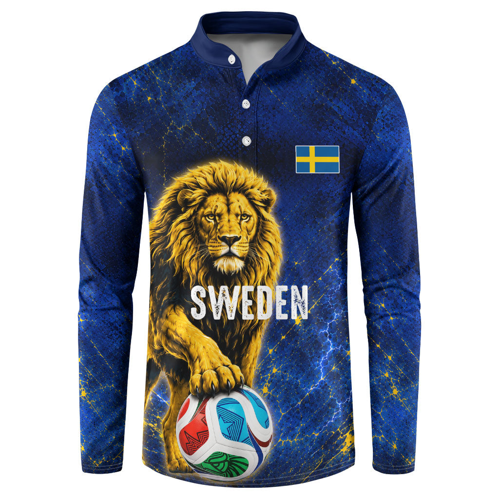 Personalized Sweden Football Lion Button Sweatshirt Electric Lightning Mascot