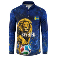 Personalized Sweden Football Lion Button Sweatshirt Electric Lightning Mascot