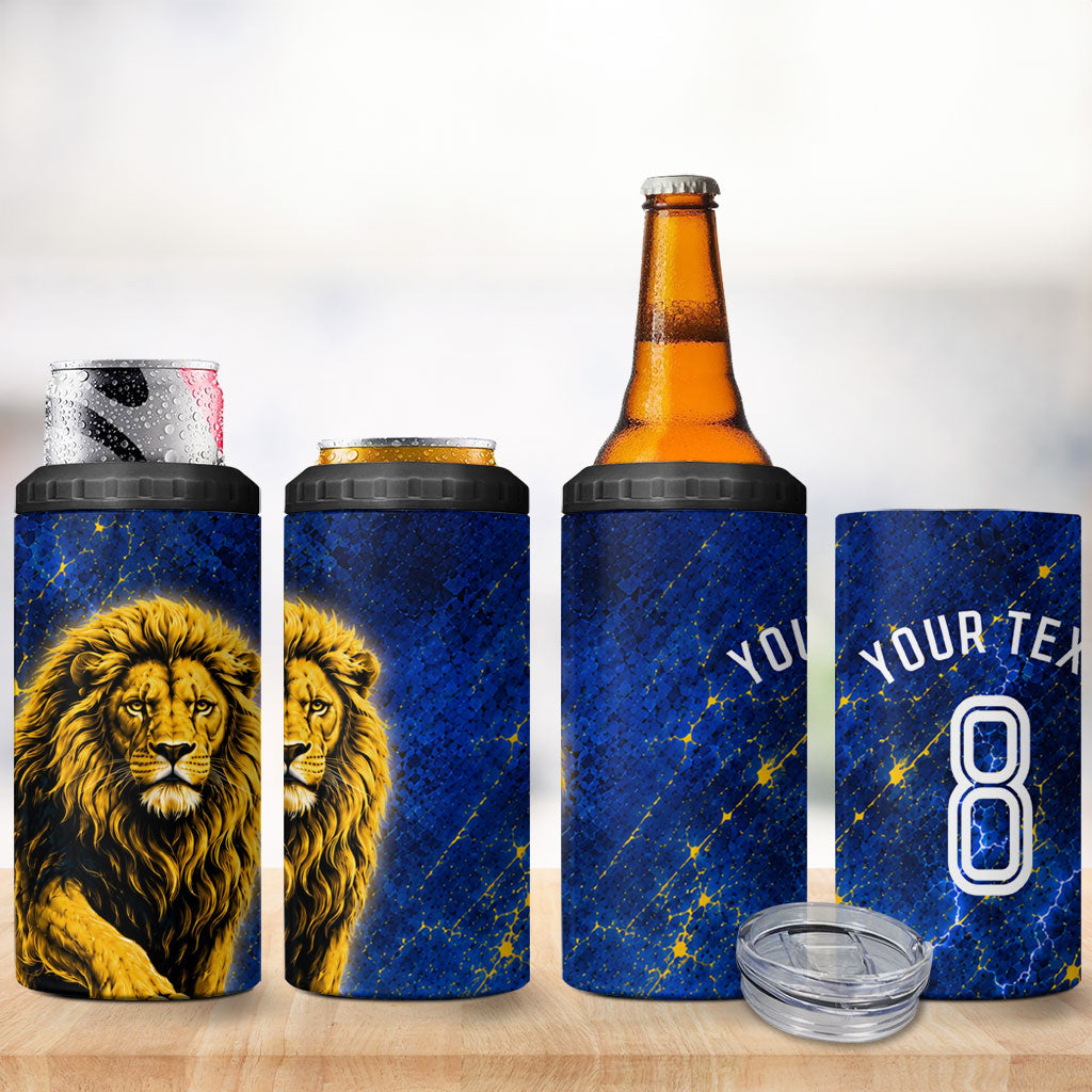 Personalized Sweden Football Lion 4 in 1 Can Cooler Tumbler Electric Lightning Mascot