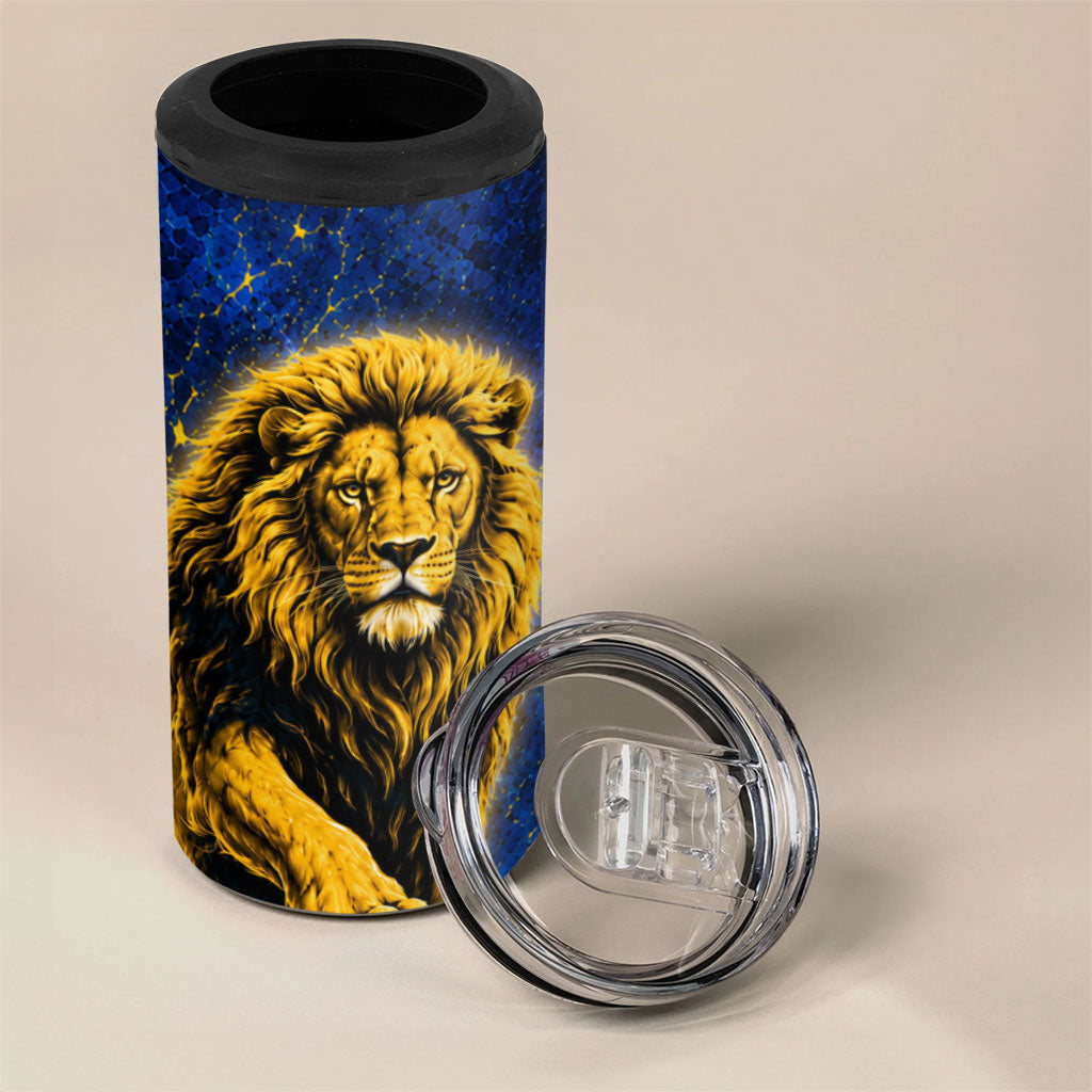 Personalized Sweden Football Lion 4 in 1 Can Cooler Tumbler Electric Lightning Mascot