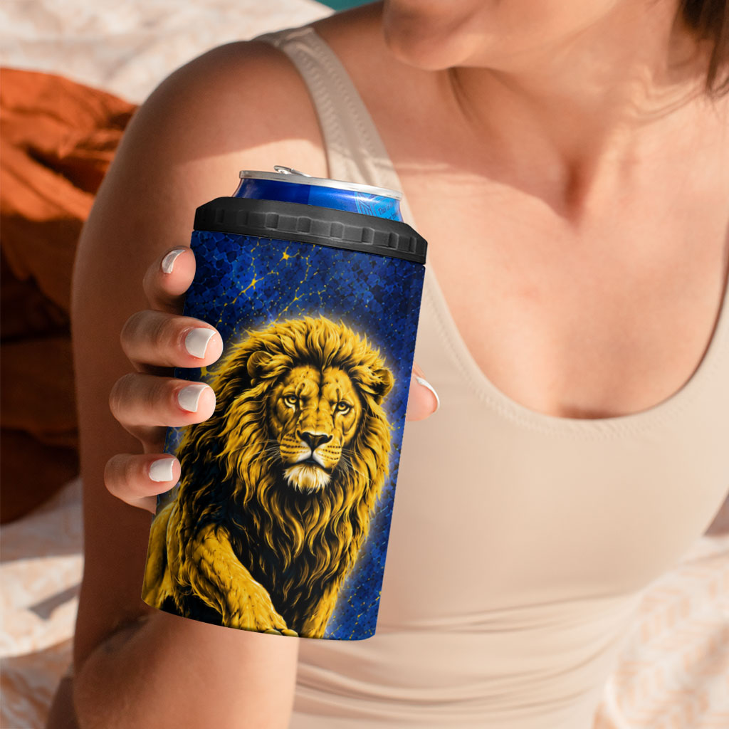 Personalized Sweden Football Lion 4 in 1 Can Cooler Tumbler Electric Lightning Mascot