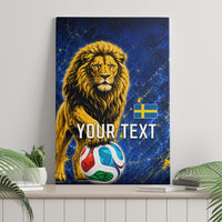 Personalized Sweden Football Lion Canvas Wall Art Electric Lightning Mascot