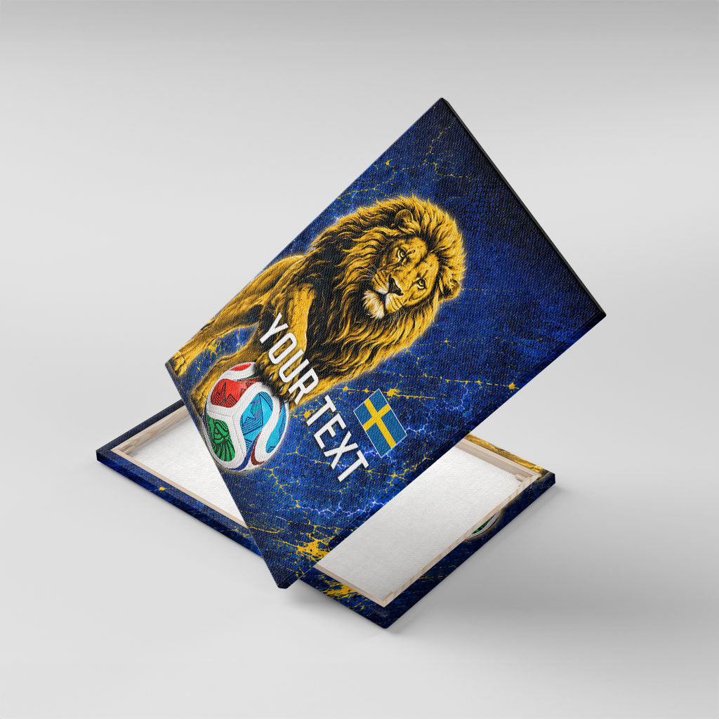 Personalized Sweden Football Lion Canvas Wall Art Electric Lightning Mascot